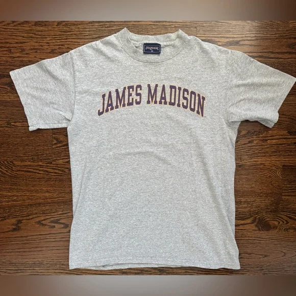Vintage 90s James Madison University JMU T-Shirt JanSport Gray Purple Medium M - Picture 2 of 8